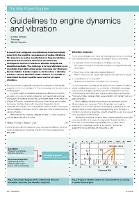 Guidelines to Engine Dynamics and Vibration