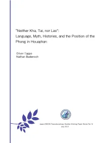 Language, Myth, Histories, and the Position of the Phong in Houaphan