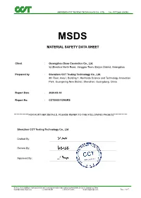 Material Safety Date Sheet