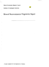 Mineral Reconnaissance Programme Report