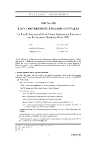 Performance Indicators and Performance Standards Order 2003