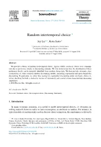 Random Intertemporal Choice
