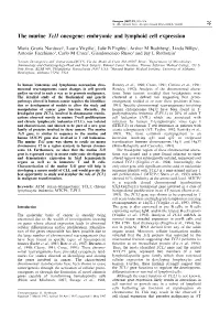 The Murine Tcl1 Oncogene: Embryonic and Lymphoid Cell Expression