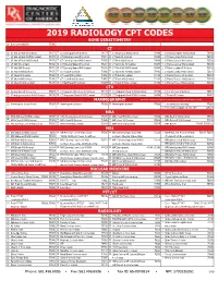 2019 Radiology Cpt Codes