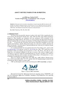 About 3Mf File Format for 3D Printing