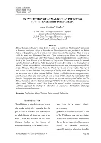 An Evaluation of Ahmad Dahlan Impacting to the Leadership in Indonesia
