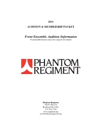 Front Ensemble Audition Information (General Information Comes in a Separate Document)
