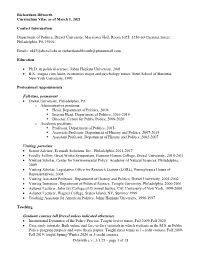 Richardson Dilworth Curriculum Vitae As of March 1, 2021