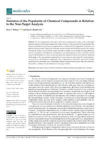 Statistics of the Popularity of Chemical Compounds in Relation to the Non-Target Analysis