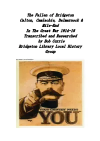The Fallen of Bridgeton Calton, Camlachie, Dalmarnock & Mile-End