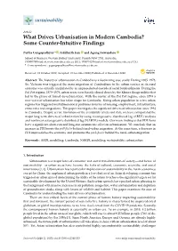 What Drives Urbanisation in Modern Cambodia? Some Counter-Intuitive Findings