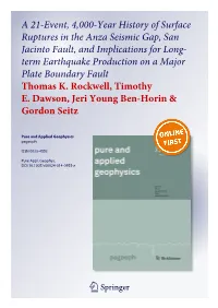 A 21-Event, 4,000-Year History of Surface Ruptures in the Anza