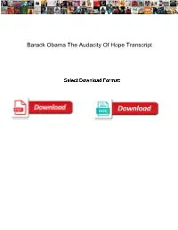 Barack Obama the Audacity of Hope Transcript