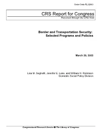 Border and Transportation Security: Selected Programs and Policies