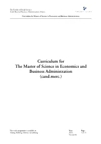 Curriculum for the Master of Science in Economics and Business Administration (Cand.Merc.)