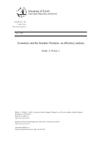 'Economics and the Summer Olympics: an Efficiency Analysis'