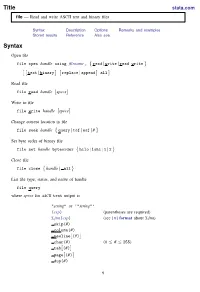 File Open Handle Using ﬁlename ,  Read | Write | Read Write