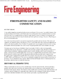 FIREFIGHTER SAFETY and RADIO COMMUNICATION - Print Thi