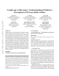 Understanding Children's Perception of Privacy Risks Online
