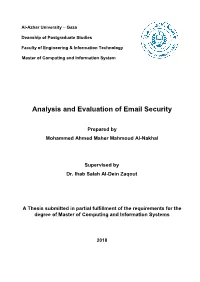 Analysis and Evaluation of Email Security