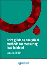 Brief Guide to Analytical Methods for Measuring Lead in Blood Second Edition