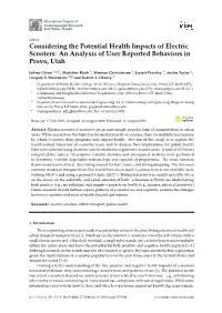 Considering the Potential Health Impacts of Electric Scooters: an Analysis of User Reported Behaviors in Provo, Utah
