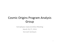 Cosmic Origins Program Analysis Group