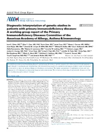 Diagnostic Interpretation of Genetic Studies in Patients with Primary
