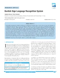 Kurdish Sign Language Recognition System