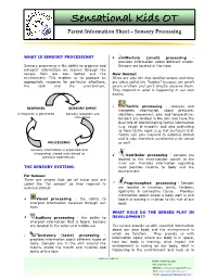 Parent Information Sheet – Sensory Processing
