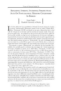 Renaming Streets, Inverting Perspectives: Acts of Postcolonial Memory Citizenship in Berlin