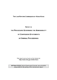 Report on the Procedure Governing the Admissibility of Confession Statements in Criminal Proceedings