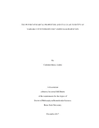 The Physicochemical Properties and Cellular Toxicity Of