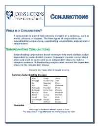 What Is a Conjunction? Subordinating Conjunctions