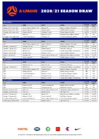 © 2020 FFA. This Fixtures List and Any Part of Thereof, Must Not Be Reproduced Without the Permission of FFA