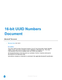 16-Bit UUID Numbers Document