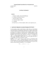 6.436J / 15.085J Fundamentals of Probability, Lecture 4: Random