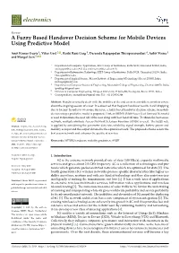 A Fuzzy Based Handover Decision Scheme for Mobile Devices Using Predictive Model