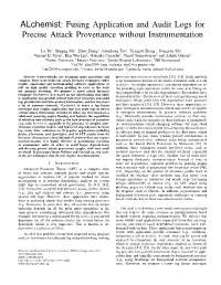 Alchemist: Fusing Application and Audit Logs for Precise Attack Provenance Without Instrumentation