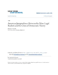 American Jurisprudence Between the Wars: Legal Realism and the Crisis of Democratic Theory Edward A