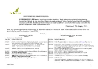 FORWARD PLAN Notice Of