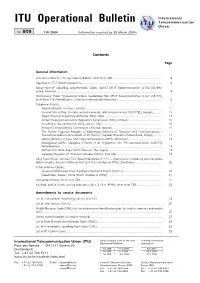 ITU Operational Bulletin No. 809 – 3