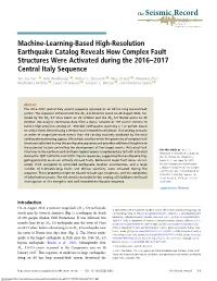 Machine-Learning-Based High-Resolution Earthquake Catalog Reveals How Complex Fault Structures Were Activated During the 2016–2017 Central Italy Sequence