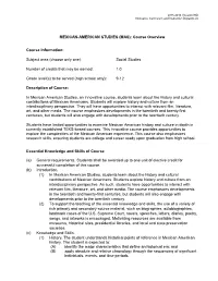MEXICAN-AMERICAN STUDIES (MAS): Course Overview