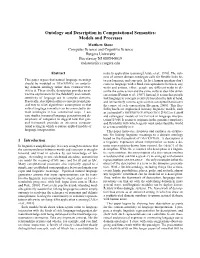 Ontology and Description in Computational Semantics: Models
