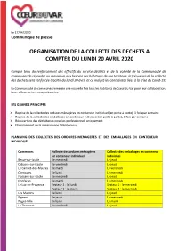 Organisation De La Collecte Des Dechets a Compter Du Lundi 20 Avril 2020