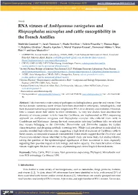 RNA Viruses of Amblyomma Variegatum and Rhipicephalus Microplus and Cattle Susceptibility in the French Antilles