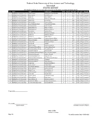 STATUS REPORT BS (Applied Physics) 1St Semester, Section A, Morning, Session Autumn 2019 Sr