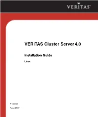 VERITAS Cluster Server 4.0 Installation Guide for Linux