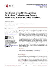 Application of the Firefly Algorithm for Optimal Production and Demand Forecasting at Selected Industrial Plant